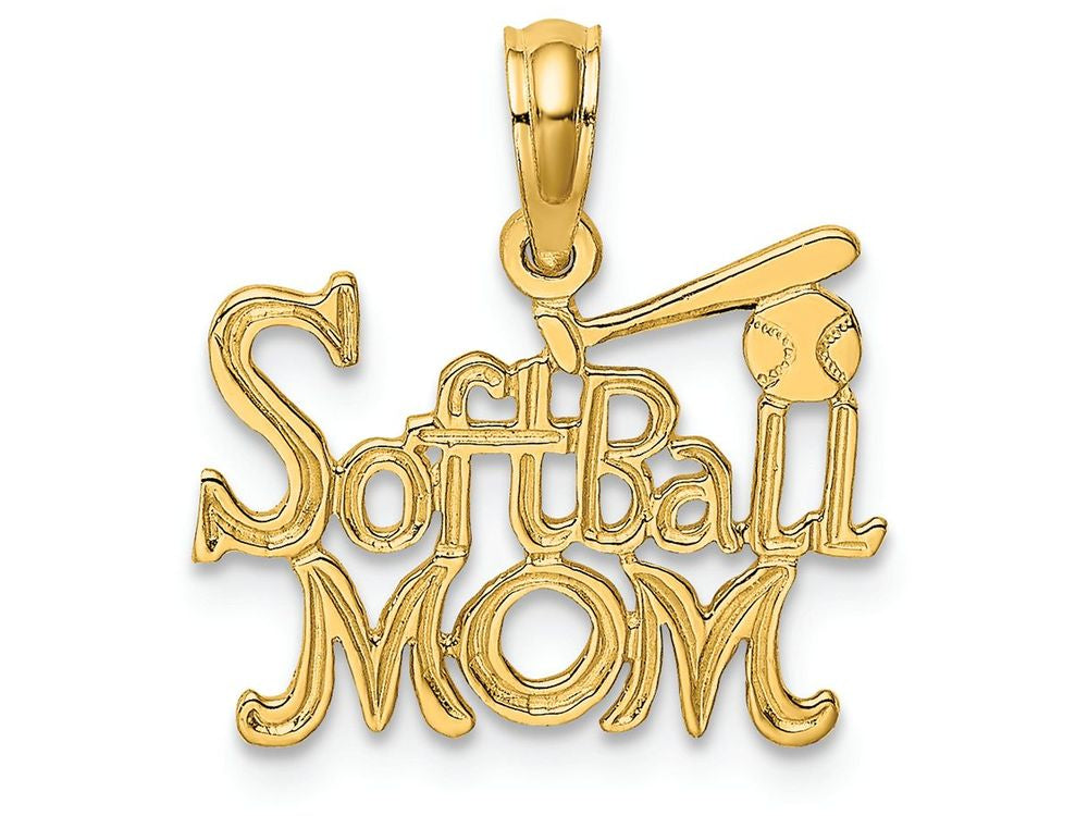 FJC Finejewelers 14k Yellow Gold Softball Mom with Bat And Ball Charm