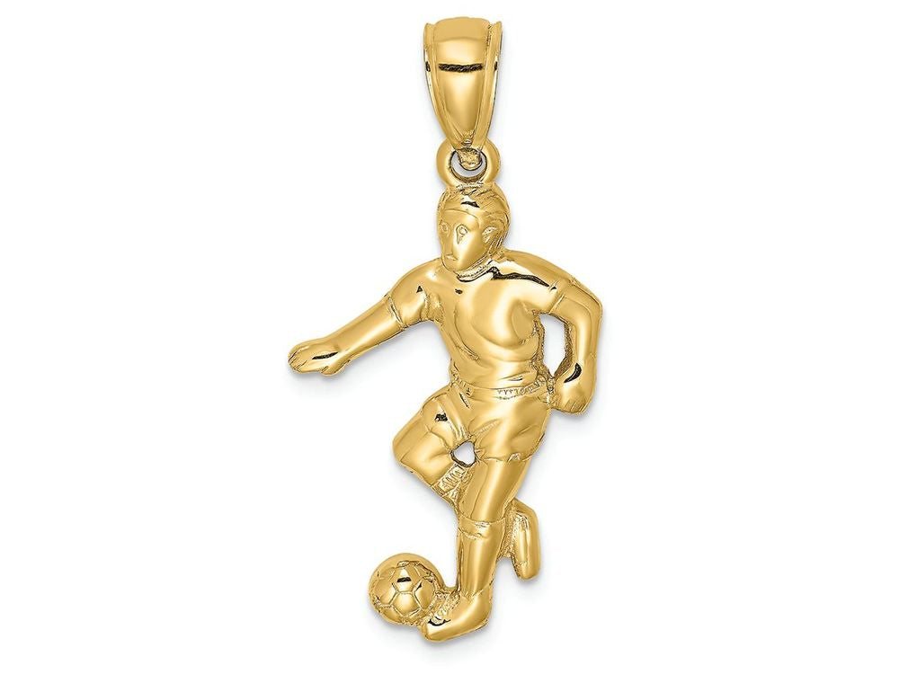 FJC Finejewelers 14k Yellow Gold Boy Soccer Player Running with Ball Charm
