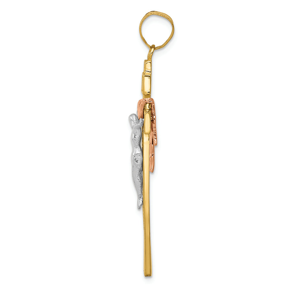 FJC Finejewelers 14k Yellow Gold Tri-color Large Draped Inri Crucifix Charm