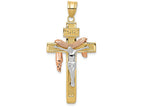 FJC Finejewelers 14k Yellow Gold Tri-color Large Draped Inri Crucifix Charm