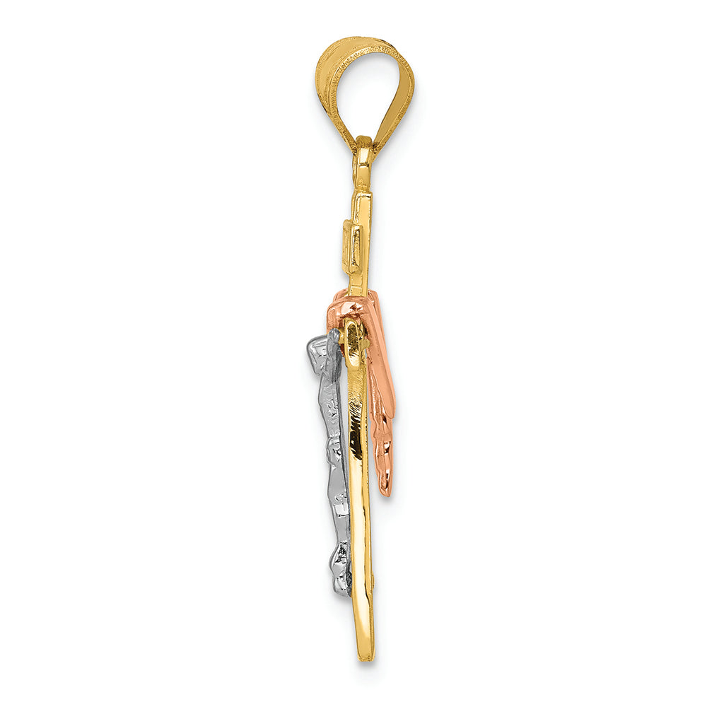 FJC Finejewelers 14k Yellow Gold Tri-color Bright Cut Small Draped Inri Crucifix Charm