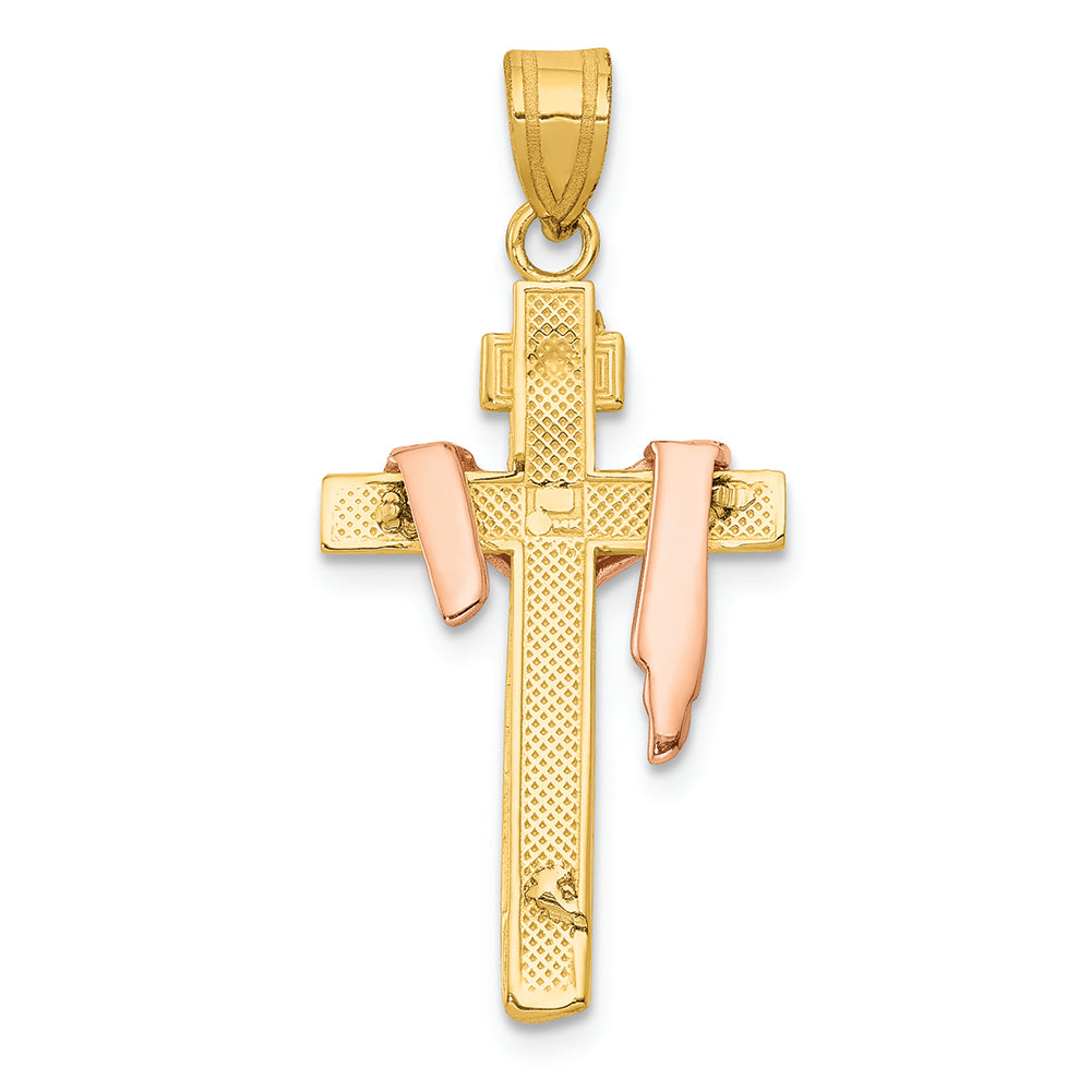 FJC Finejewelers 14k Yellow Gold Tri-color Bright Cut Small Draped Inri Crucifix Charm