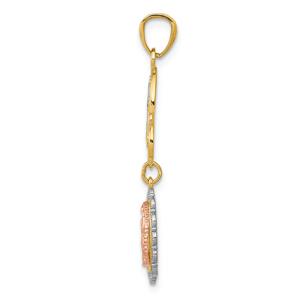 FJC Finejewelers 14k Two-tone Gold with Rhodium Our Lady Of Guadalupe Cross Charm