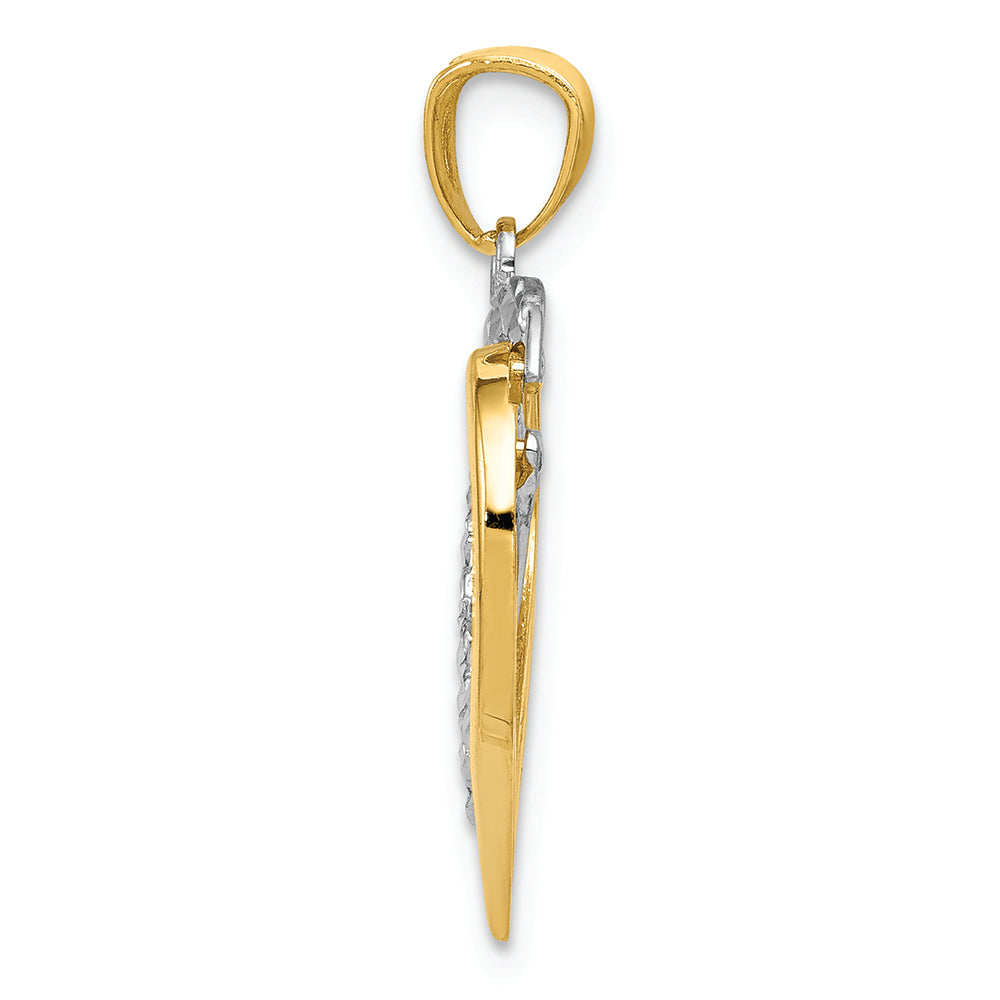 FJC Finejewelers 14k Two-tone Gold Bright Cut Heart Charm
