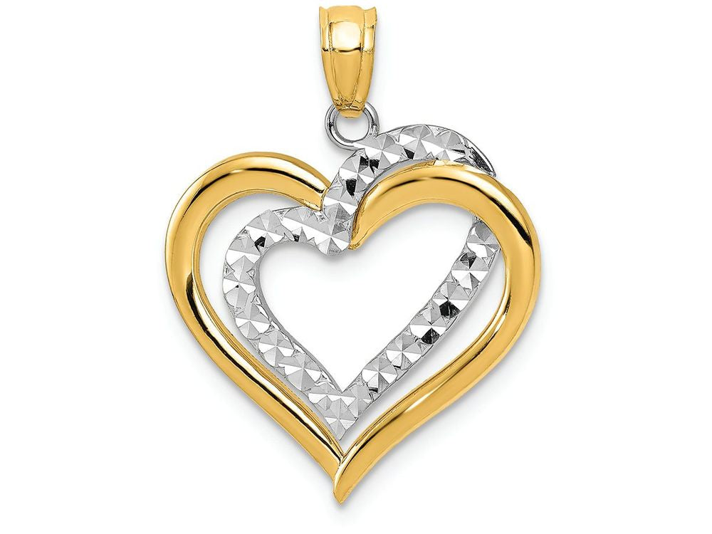 FJC Finejewelers 14k Two-tone Gold Bright Cut Heart Charm