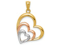 FJC Finejewelers 14k Two-tone Gold with Rhodium Hearts Charm