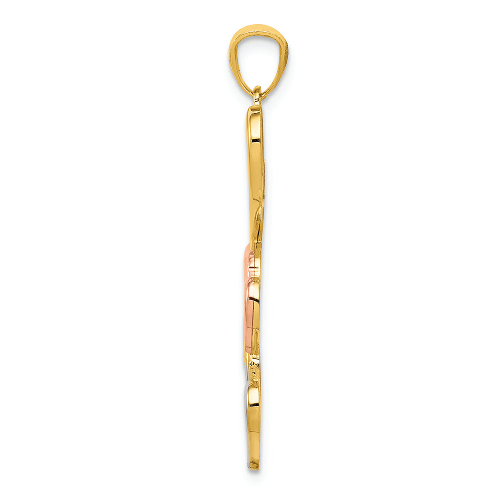 FJC Finejewelers 14k Yellow Gold with Rhodium Plated Hearts Charm