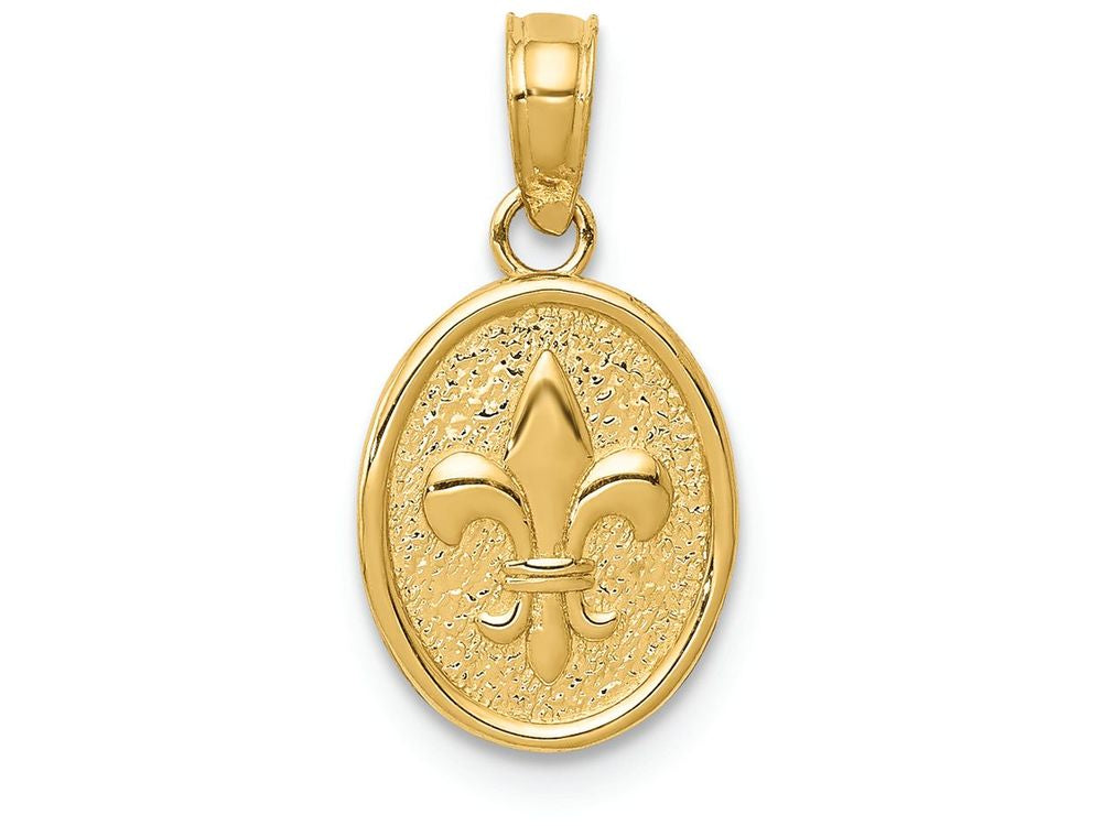 FJC Finejewelers 14k Yellow Gold Polished Small Fleur De Lis In Oval Charm