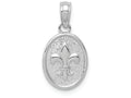 FJC Finejewelers 14k White Gold White Mini Fleur-de-lis Charm On Oval Disc