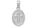FJC Finejewelers 14k White Gold White Mini Fleur-de-lis Charm On Oval Disc