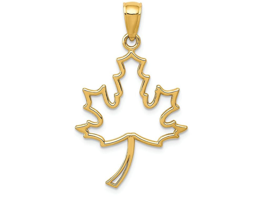 FJC Finejewelers 14k Yellow Gold Polished Cut Out Maple Leaf Charm