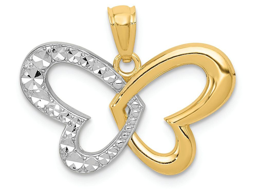 FJC Finejewelers 14k Yellow Gold with Rhodium Plated Bright Cut Butterfly Charm