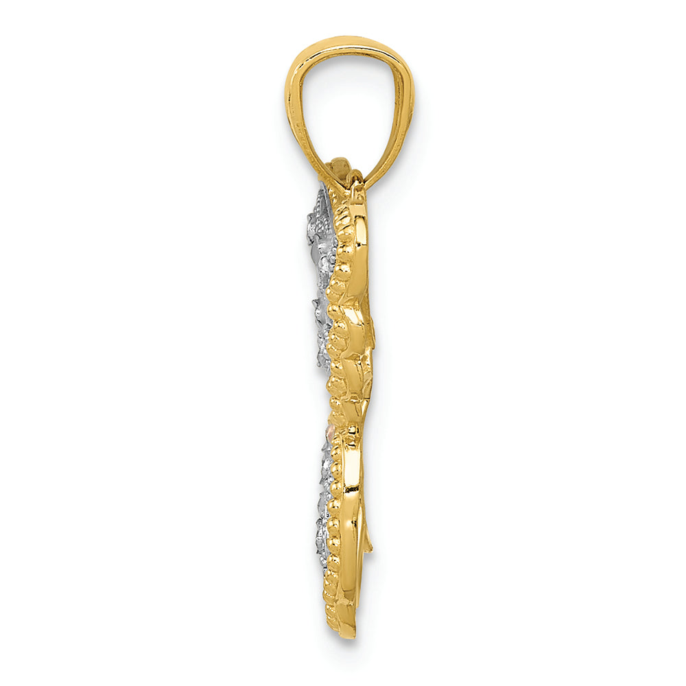 FJC Finejewelers 14k Yellow Gold with Rhodium Plated Bright Cut Butterfly Charm