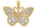 FJC Finejewelers 14k Yellow Gold with Rhodium Plated Bright Cut Butterfly Charm
