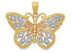 FJC Finejewelers 14k Yellow Gold with Rhodium Plated Bright Cut Butterfly Charm