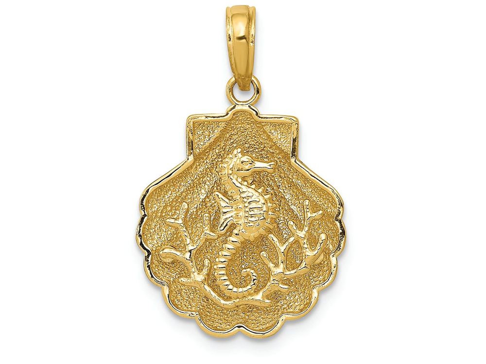 FJC Finejewelers 14k Yellow Gold Seahorse In A Shell Charm