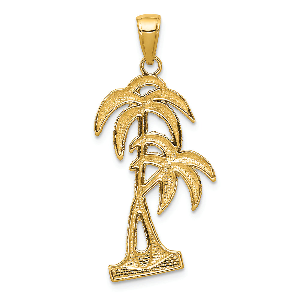FJC Finejewelers 14k Yellow Gold Polished Textured Palm Trees Charm