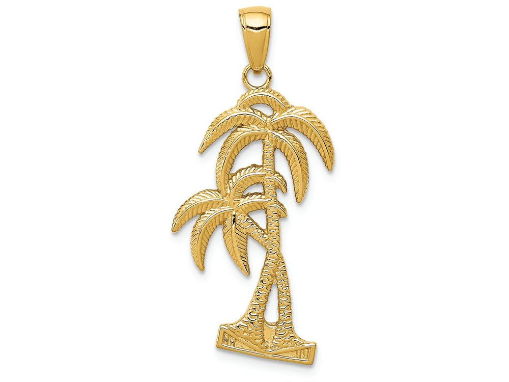 FJC Finejewelers 14k Yellow Gold Polished Textured Palm Trees Charm