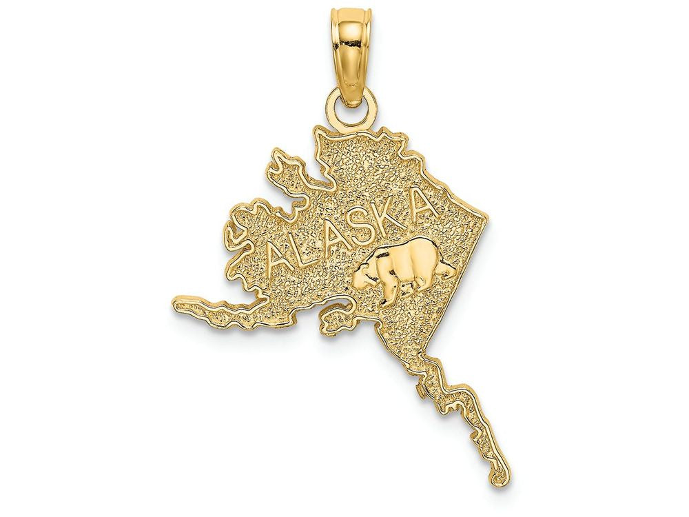 FJC Finejewelers 14k Yellow Gold Polished Textured Alaska Map Charm