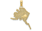 FJC Finejewelers 14k Yellow Gold Polished Textured Alaska Map Charm
