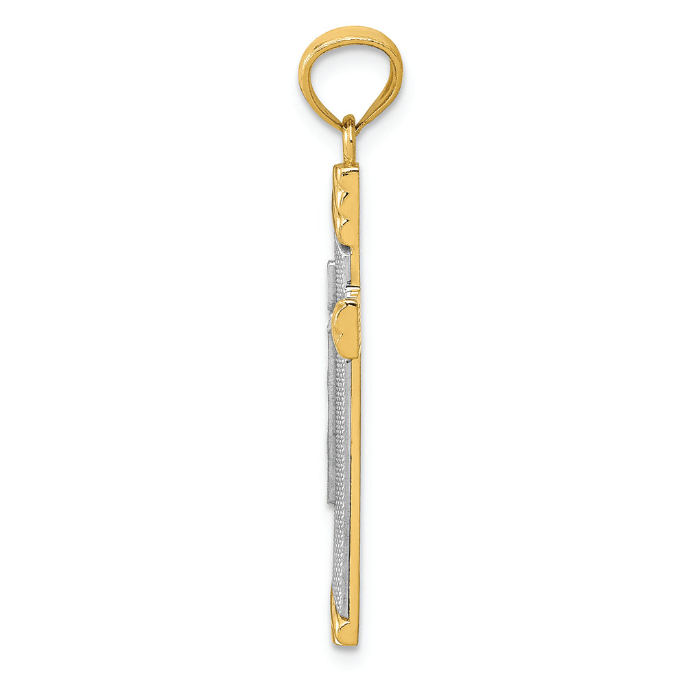 FJC Finejewelers 14k Yellow Gold with Rhodium Plated Cross Charm
