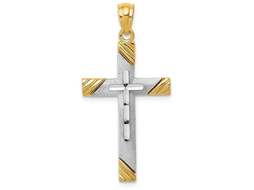 FJC Finejewelers 14k Yellow Gold with Rhodium Plated Cross Charm