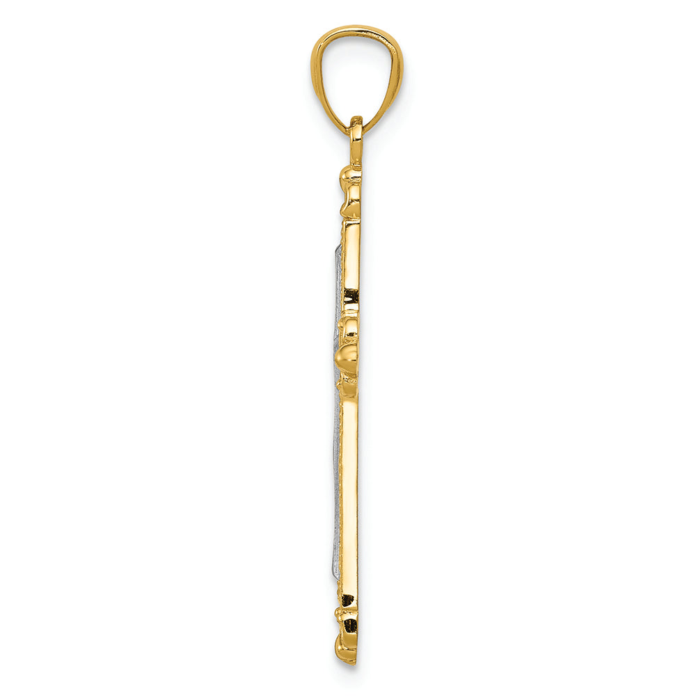 FJC Finejewelers 14k Yellow Gold with Rhodium Bright Cut Cross Charm