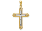 FJC Finejewelers 14k Yellow Gold with Rhodium Bright Cut Cross Charm