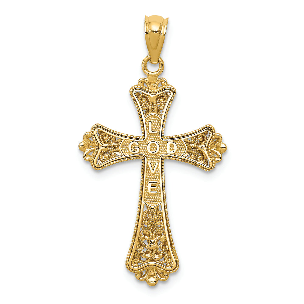 FJC Finejewelers 14k Yellow Gold with Rhodium Reversible Cross Charm