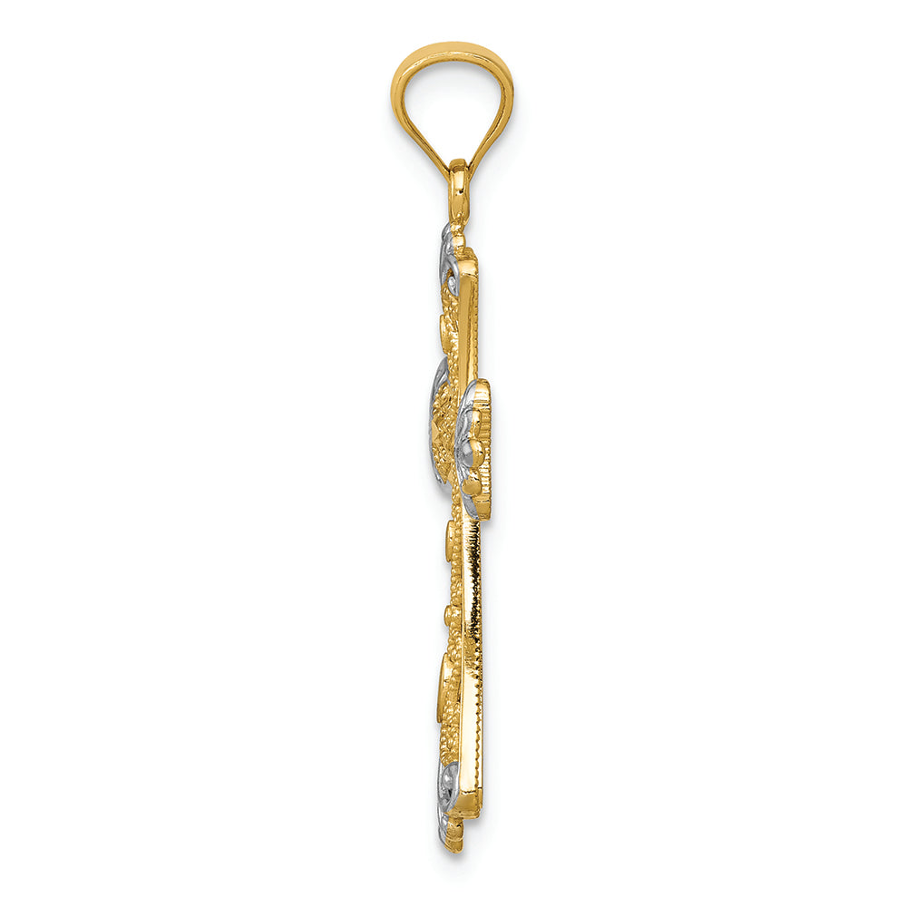 FJC Finejewelers 14k Yellow Gold with Rhodium Reversible Cross Charm