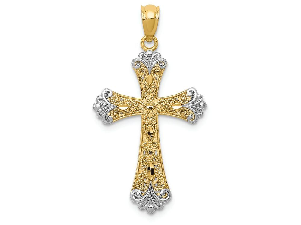 FJC Finejewelers 14k Yellow Gold with Rhodium Reversible Cross Charm