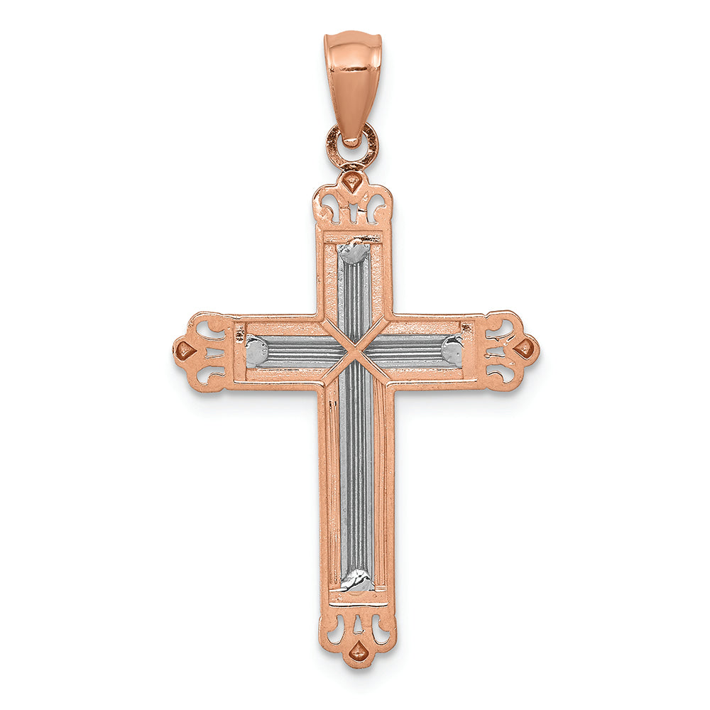 FJC Finejewelers 14k Rose Gold with Rhodium Plated Bright Cut Cross Charm