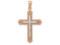 FJC Finejewelers 14k Rose Gold with Rhodium Plated Bright Cut Cross Charm