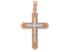 FJC Finejewelers 14k Rose Gold with Rhodium Plated Bright Cut Cross Charm