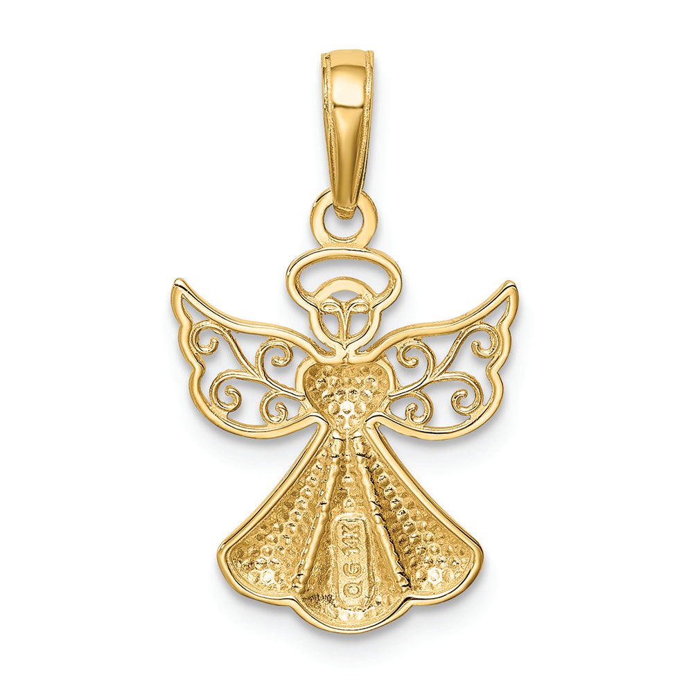 FJC Finejewelers 14k Yellow Gold Polished Textured Guardian Angel with Heart Charm