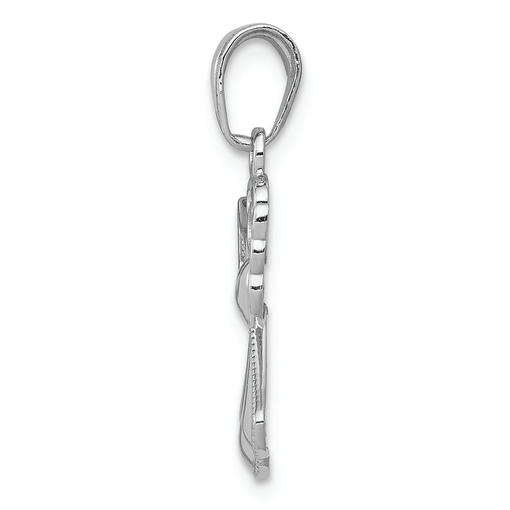 FJC Finejewelers 14k White Gold White Angel with Filigree Wings Holding A Heart Charm