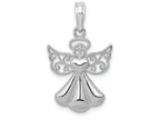 FJC Finejewelers 14k White Gold White Angel with Filigree Wings Holding A Heart Charm