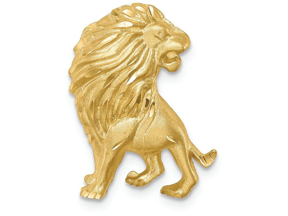 FJC Finejewelers 14k Yellow Gold Brushed Bright Cut Lion Chain Slide Charm
