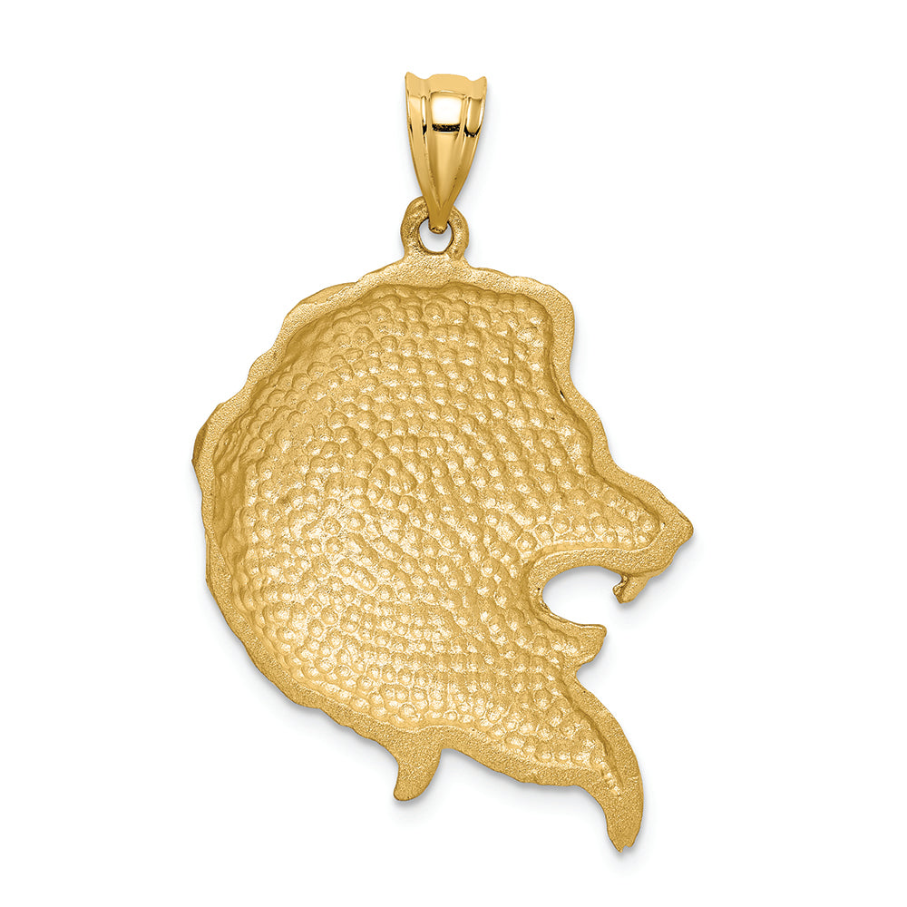 FJC Finejewelers 14k Yellow Gold Brushed Bright Cut Lion Head Charm