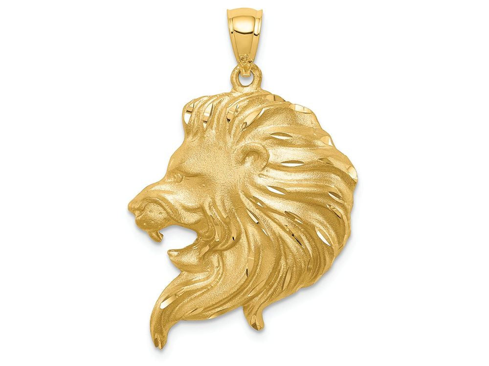 FJC Finejewelers 14k Yellow Gold Brushed Bright Cut Lion Head Charm