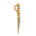 FJC Finejewelers 14k Yellow Gold White with Rhodium Brushed Bright Cut Mermaid Chain Slide Charm