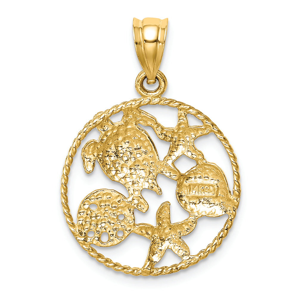 FJC Finejewelers 14k Yellow Gold White with Rhodium Polished Sealife Charm
