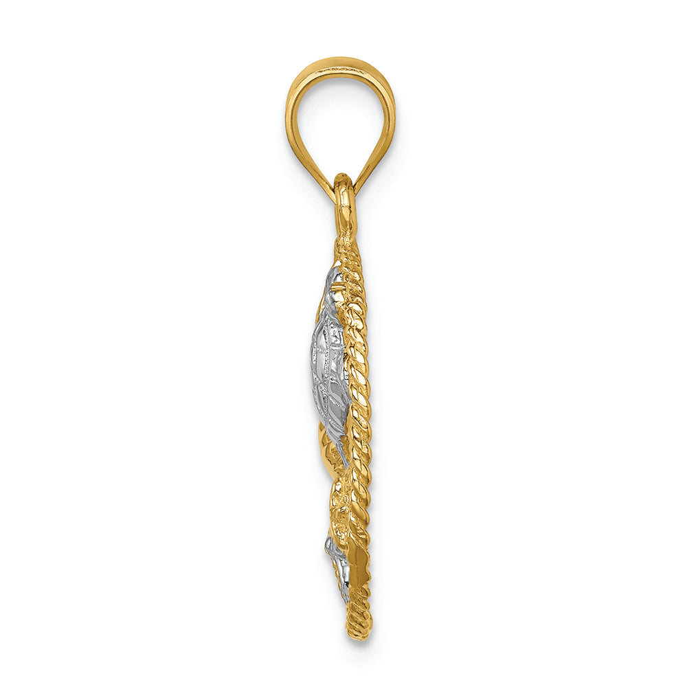FJC Finejewelers 14k Yellow Gold White with Rhodium Polished Sealife Charm