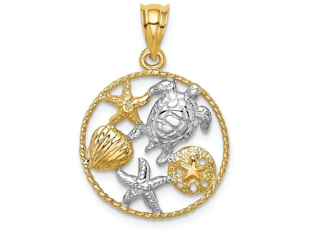 FJC Finejewelers 14k Yellow Gold White with Rhodium Polished Sealife Charm