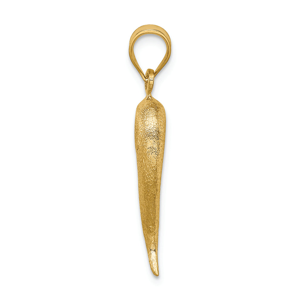FJC Finejewelers 14k Yellow Gold Brushed 3d Italian Horn Charm