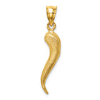 FJC Finejewelers 14k Yellow Gold Brushed 3d Italian Horn Charm