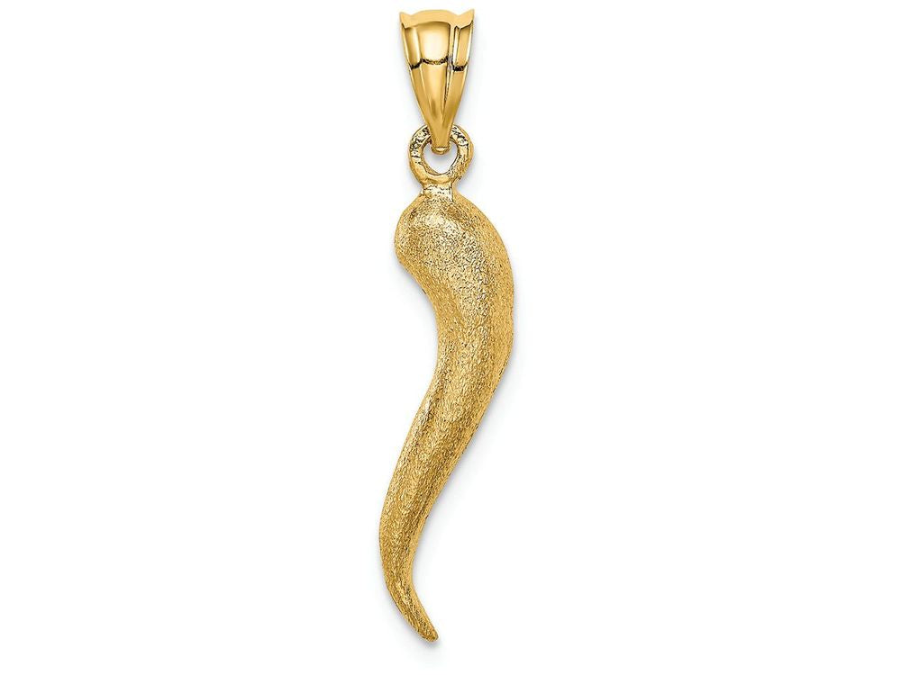 FJC Finejewelers 14k Yellow Gold Brushed 3d Italian Horn Charm