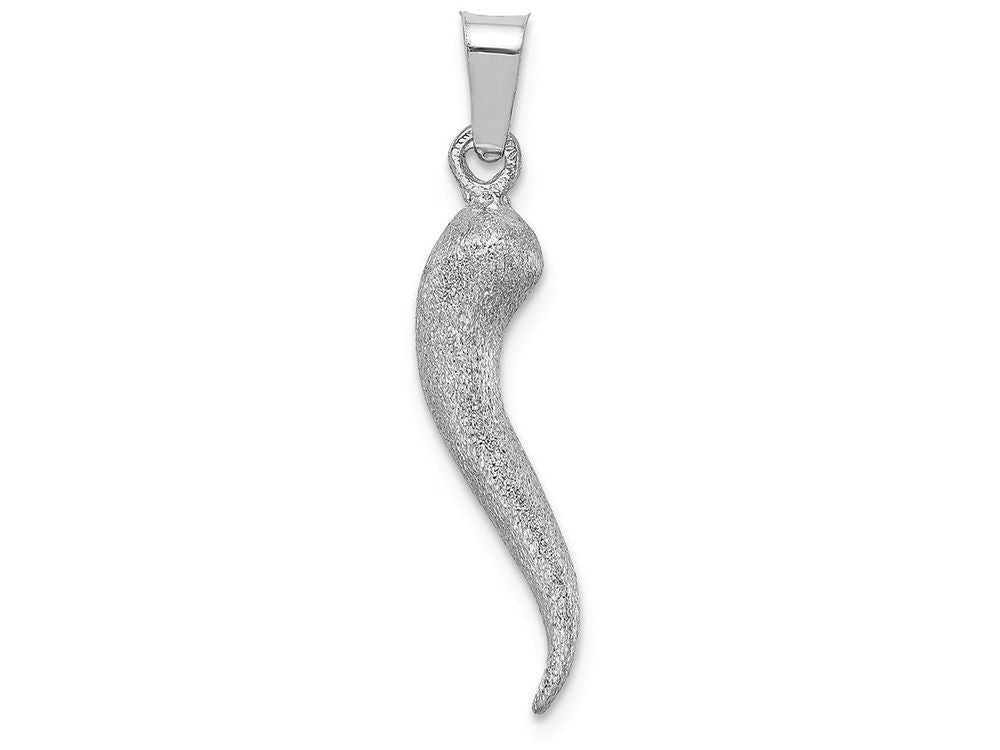 FJC Finejewelers 14k White Gold Brushed 3d Italian Horn Charm