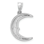 FJC Finejewelers 14k White Gold Satin Bright Cut Moon Charm