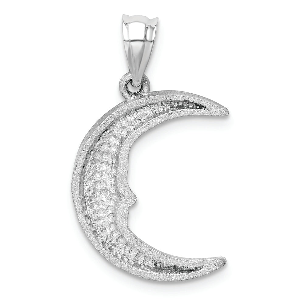 FJC Finejewelers 14k White Gold Satin Bright Cut Moon Charm